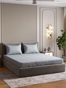 Haus & Kinder - Signature Combed 210 Tc King Fitted Bedsheet, Petal Haze, Multi-color