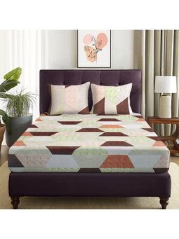 Story@Home - 144 Tc Brown Abstract 1 Double Bedsheet with 2 Pillow Cover (Queen)