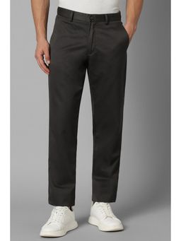 Louis Philippe - Men Black Regular Fit Solid Flat Front Causal Trouser