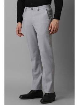 Louis Philippe - Men Grey Slim Fit Check Flat Front Formal Trouser