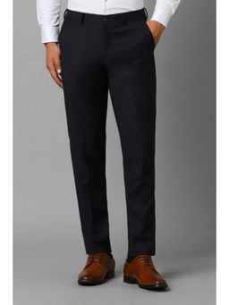 Louis Philippe - Men Black Slim Fit Check Flat Front Formal Trouser