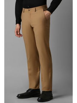 Louis Philippe - Men Brown Slim Fit Check Flat Front Formal Trouser