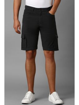 Louis Philippe - Men Black Solid Slim Fit Shorts