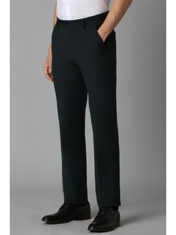 Louis Philippe - Men Black Slim Fit Solid Flat Front Formal Trouser