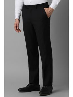 Louis Philippe - Men Black Slim Fit Solid Flat Front Formal Trouser