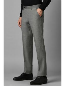 Louis Philippe - Men Grey Slim Fit Textured Flat Front Formal Trouser