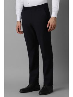 Louis Philippe - Men Black Slim Fit Solid Flat Front Formal Trouser