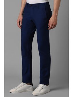Louis Philippe - Men Navy Super Slim Fit Solid Flat Front Casual Trouser