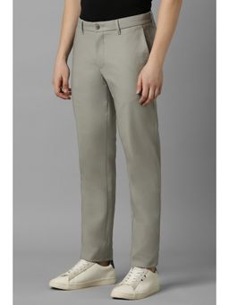 Louis Philippe - Men Grey Slim Tapered Fit Solid Flat Front Casual Trouser