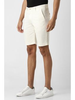 Peter England - Men Cream Print Regular Fit Casual Shorts