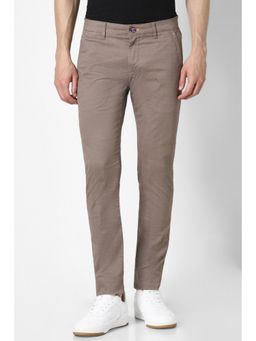 Peter England - Men Grey Check Low Skinny Fit Casual Trouser