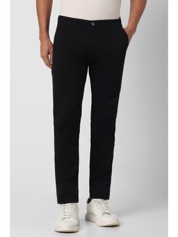 Peter England - Men Black Solid Super Slim Fit Casual Trouser