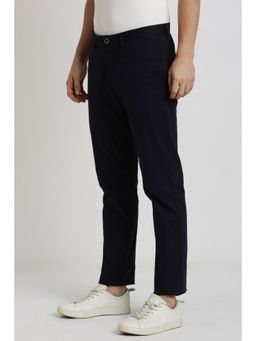 Peter England - Men Black Solid Super Slim Fit Casual Trouser