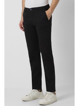 Peter England - Men Black Solid Super Slim Fit Casual Trouser
