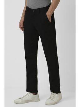 Peter England - Men Black Solid Super Slim Fit Casual Trouser