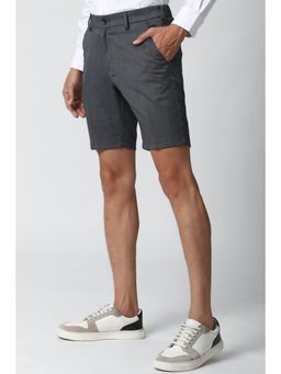 Peter England - Men Grey Textured Slim Fit Casual Shorts