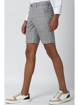 Peter England - Men Grey Check Slim Fit Casual Shorts