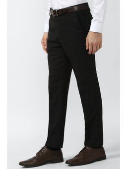 Peter England - Men Black Check Slim Fit Formal Trouser