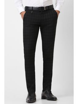 Peter England - Men Black Check Ultra Slim Fit Formal Trouser
