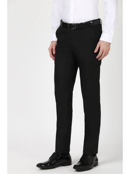 Peter England - Men Black Solid Slim Fit Trouser