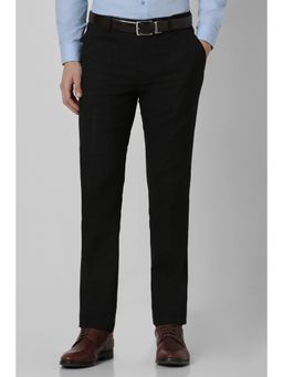 Peter England - Men Black Check Slim Fit Formal Trouser