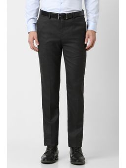 Peter England - Men Black Solid Slim Fit Formal Trouser