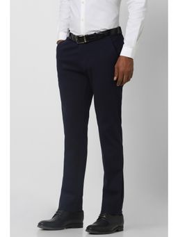 Peter England - Men Navy Solid Super Slim Fit Formal Trouser