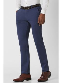 Peter England - Men Navy Textured Super Slim Fit Formal Trouser