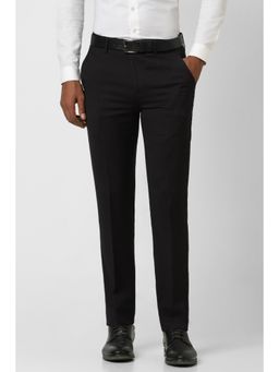 Peter England - Men Black Solid Slim Fit Formal Trouser
