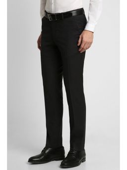 Peter England - Men Black Textured Slim Fit Formal Trouser