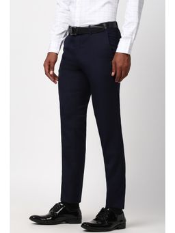 Peter England - Men Navy Solid Slim Fit Trouser