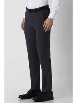 Peter England - Men Navy Solid Slim Fit Formal Trouser