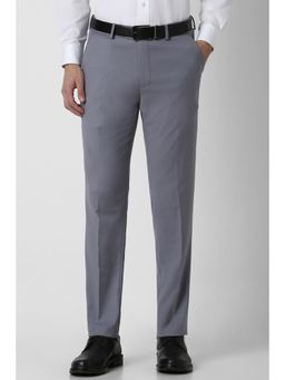 Peter England - Men Grey Solid Slim Fit Formal Trouser