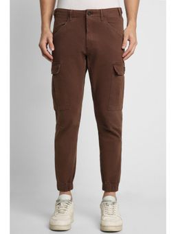 Peter England - Men BrownSolid Casual Jogger Pants
