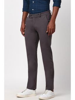 Peter England - Men Brown Textured Super Slim Fit Trouser