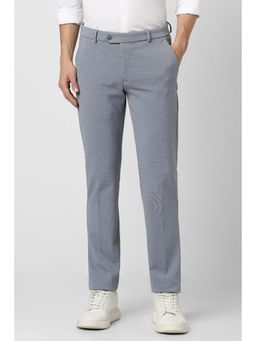 Peter England - Men Grey Stripe Super Slim Fit Formal Trouser