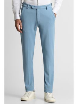 Peter England - Men Blue Textured Super Slim Fit Trouser