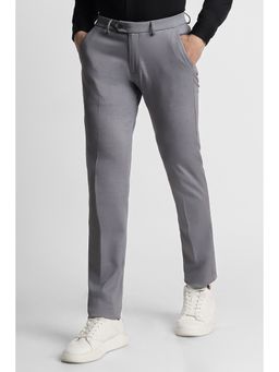 Peter England - Men Grey Textured Super Slim Fit Trouser