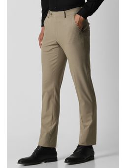 Van Heusen - Men Beige Check Slim Fit Trouser
