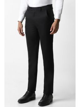 Van Heusen - Men Black Textured Slim Fit Trouser