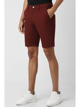Van Heusen - Men Maroon Solid Casual Shorts