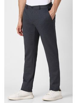 Van Heusen - Men Grey Textured Slim Fit Trouser