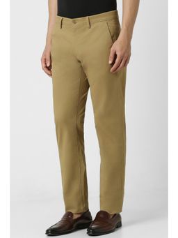 Van Heusen - Men Khaki Solid Slim Fit Trouser