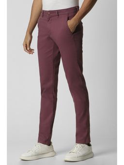 Van Heusen - Men Maroon Textured Slim Fit Trouser