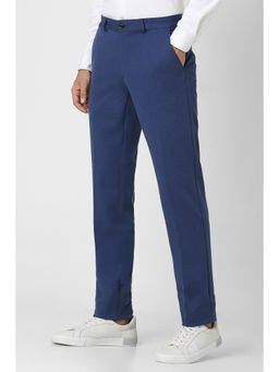 Van Heusen - Men Blue Textured Slim Fit Trouser