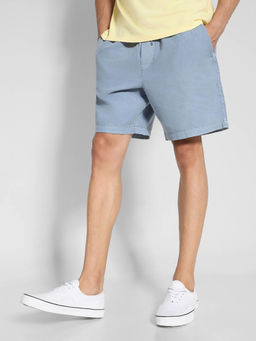 American Eagle - Men Blue 7 Inches Linen-Blend Lived-In Trekker Short