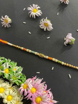 Digital Dress Room - Unique Beautiful Designer Om Rakhi Beads Mauli Thread Rakhi for Brother