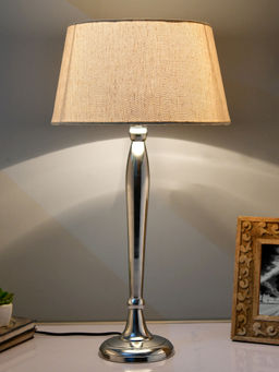 Homesake - Ovoid Chrome Lamp With Khadi Shade