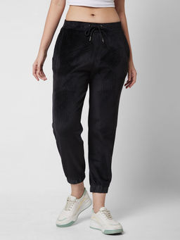 Spykar - Mid Rise Jogger Fit Ankle Length Black Joggers