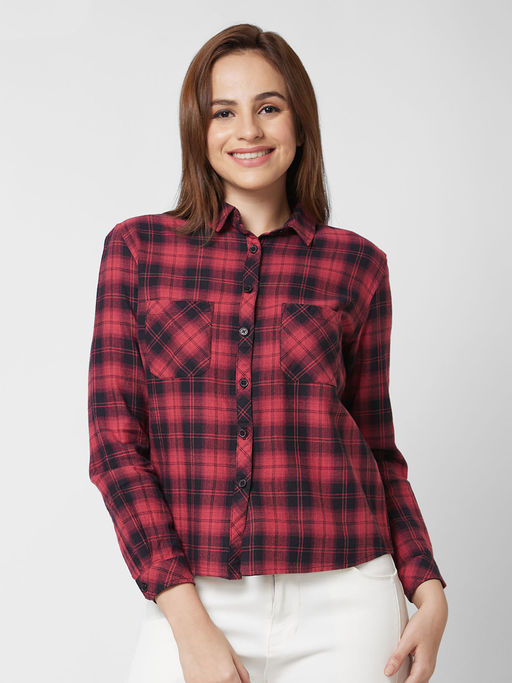 Buy Spykar Full Sleeve Checks Red Shirt Online